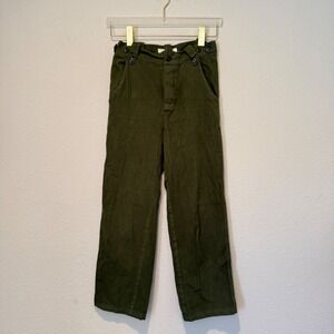 THE GREAT. Women Olive Green Herringbone Army Pants Straight Leg High Rise 24